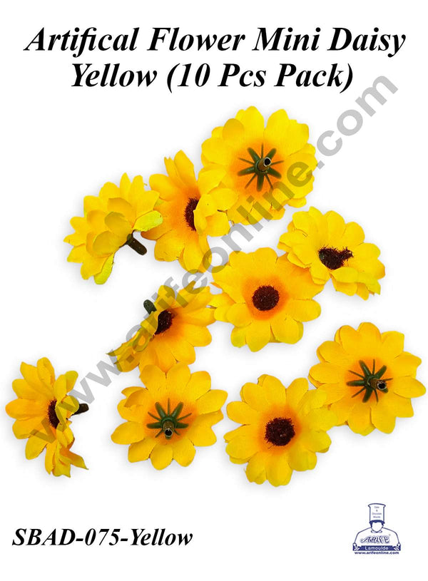 CAKE DECOR™ Yellow Mini Daisy Artificial Flower For Cake Decoration ( 10 pcs pack )