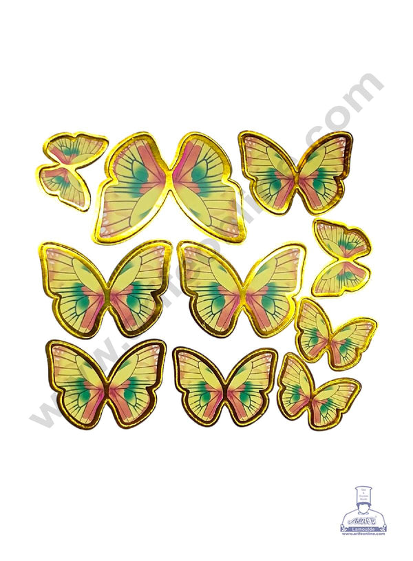 CAKE DECOR™ 10 pcs Yellow Butterfly Paper Topper For Cake And Cupcake