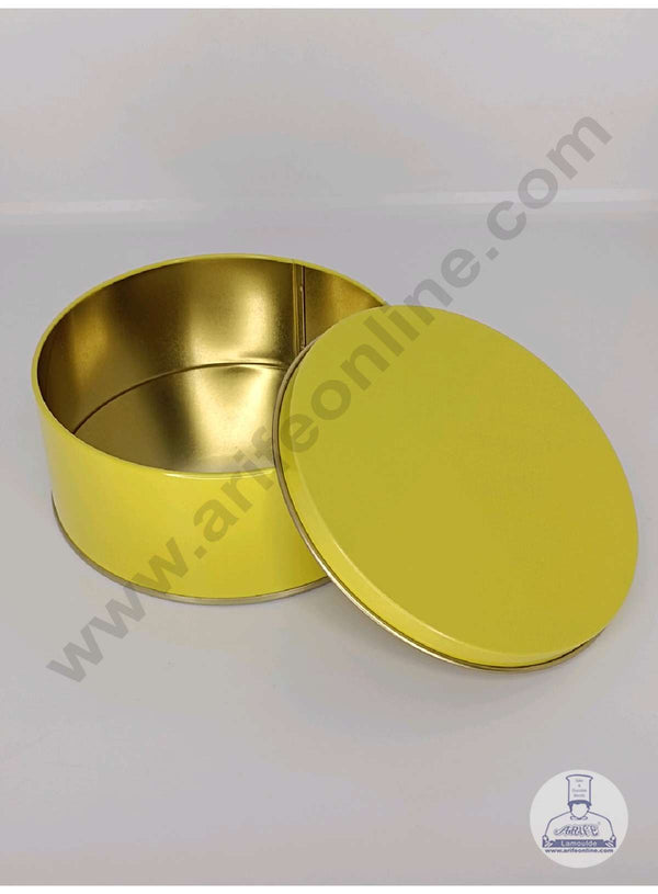 CAKE DECOR™ Dream Cake Tin Torte Cake Cookie Cake Tin - Yellow Color - 5.5 x 2.5 Inch