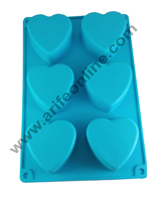 Cake Decor Silicon 6 in 1 Heart Shape Muffin Cupcake Mould