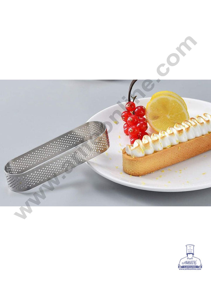 Cake Decor Stainless Steel Perforated Oval Tart Cake Ring - 3 Inch