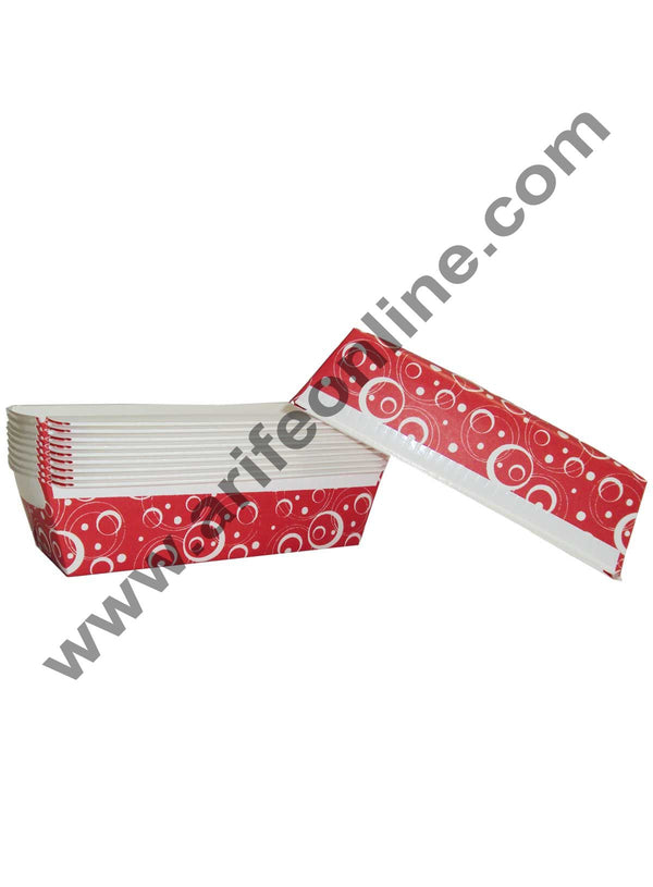Novacart Bake & Serve Paper Baking Mould By Cake Decor - Plum Cake Mould Red 10 Pcs