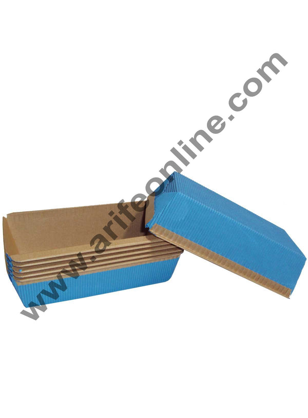 Novacart Bake & Serve Paper Baking Mould By Cake Decor - Plum Cake Mould Blue 10 Pcs