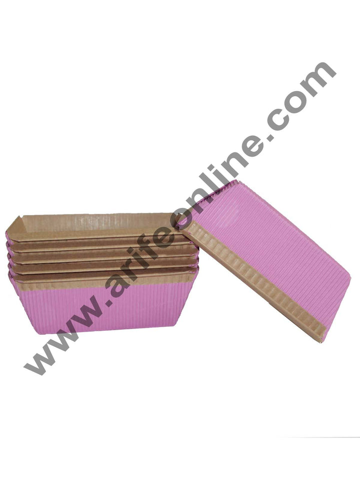 Novacart Bake & Serve Paper Baking Mould By Cake Decor - Plum Cake Mould Pink 10 Pcs