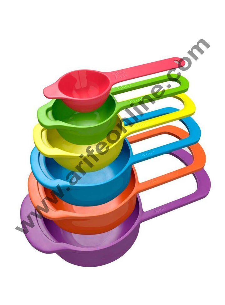 Cake Decor 6 in 1 Plastic Measuring Cups and Spoon, Multicolor Cups and Spoon Set