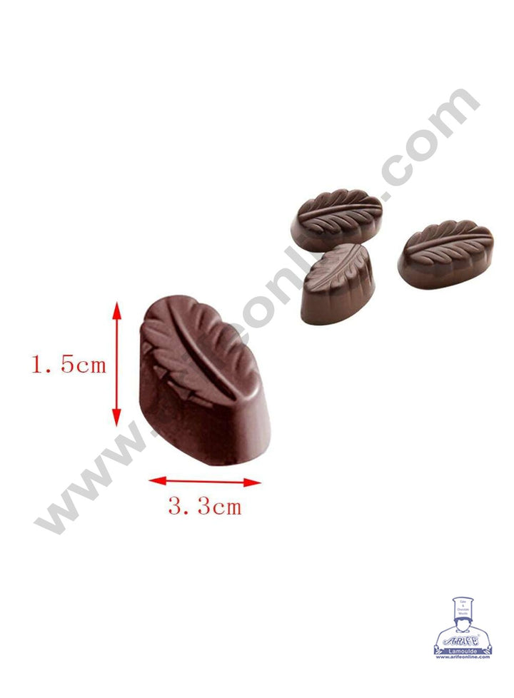 Cake Decor 24 Cavity Veined Leaf Shaped Polycarbonate Chocolate Mould SB-1032