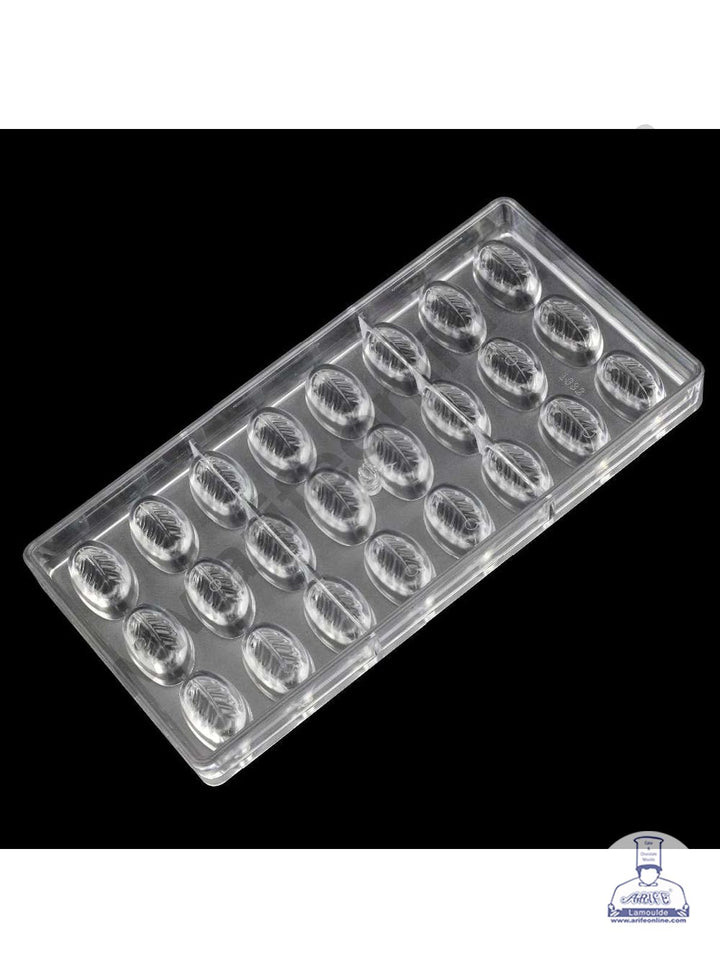 Cake Decor 24 Cavity Veined Leaf Shaped Polycarbonate Chocolate Mould SB-1032