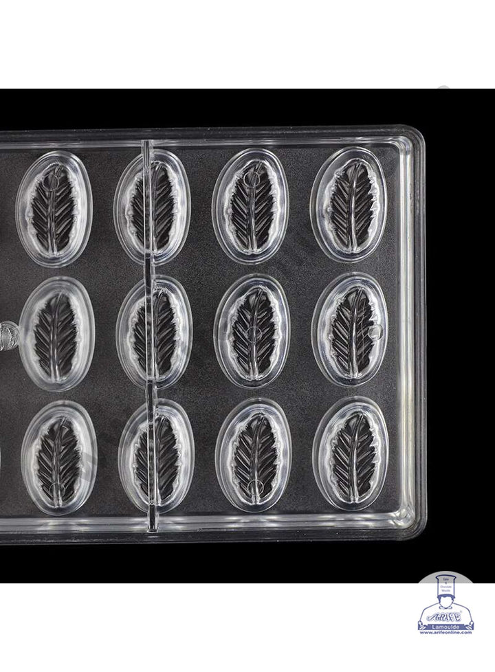 Cake Decor 24 Cavity Veined Leaf Shaped Polycarbonate Chocolate Mould SB-1032