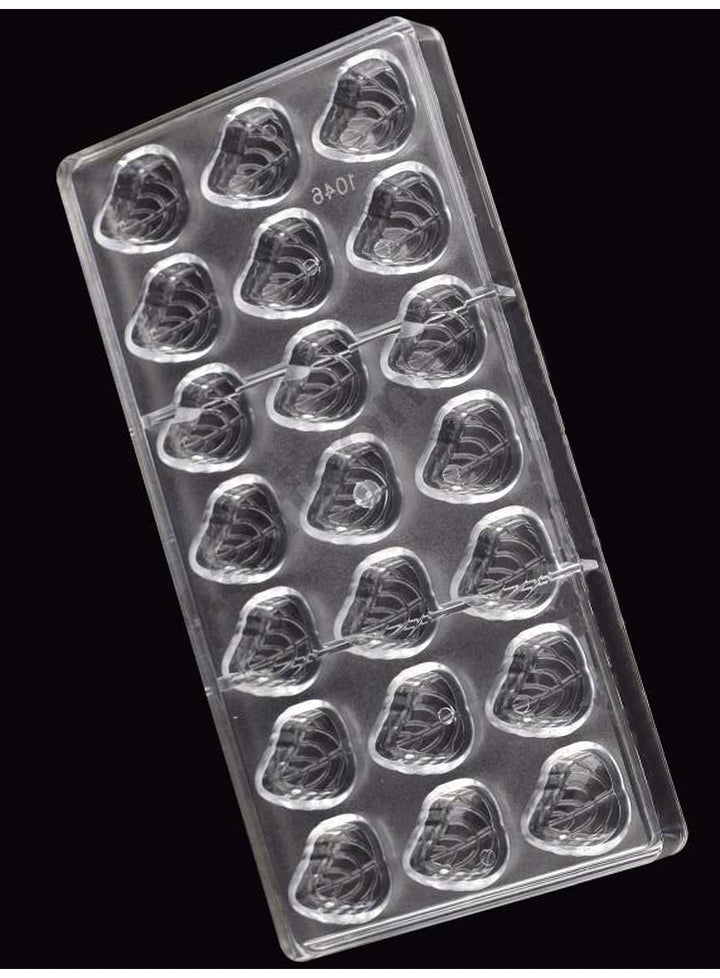 Cake Decor 21 Cavity Leaf Shaped Polycarbonate Chocolate Mould SB-1046