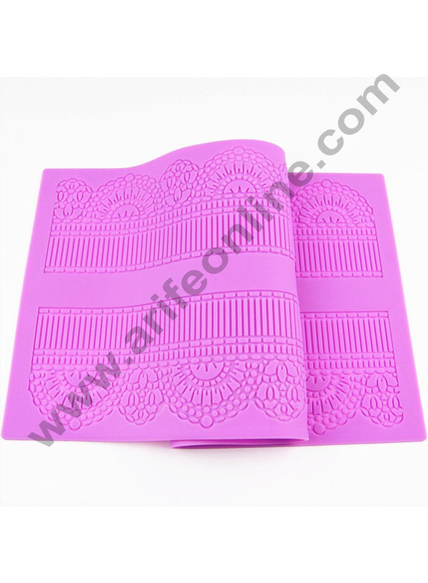 Cake Decor Dessert Border Flower Pattern Silicone Mat Fondant Cake Lace Embossed Cake Mold Sugar Lace Mat Cake Decorating Tool Embossing Sguar lace pad