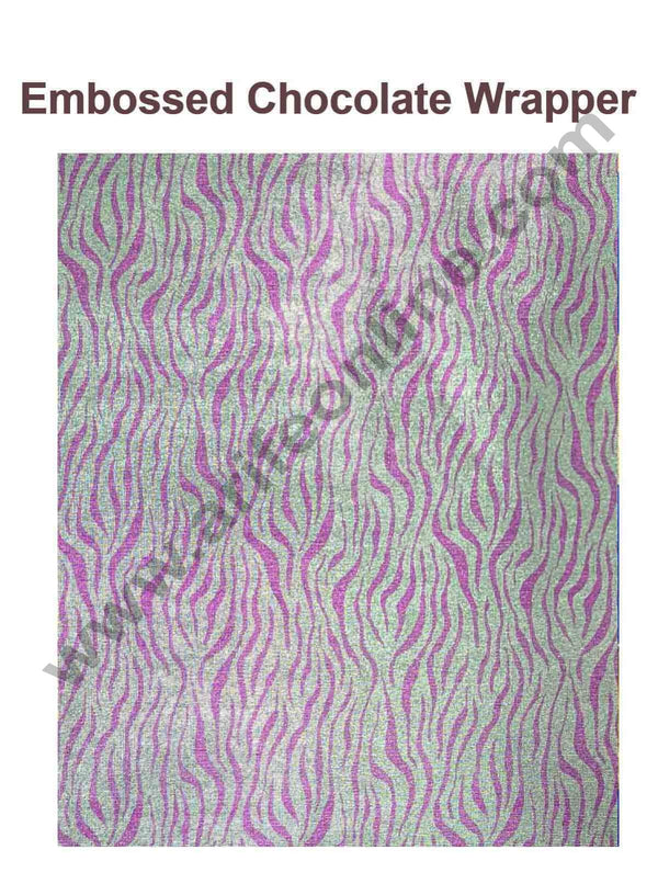 Cake Decor Chocolate Wrappering Foil, Embossed Chocolate Wrapper, 200 Sheets - 10in x 7in - Silver Pink Zebra Stripes