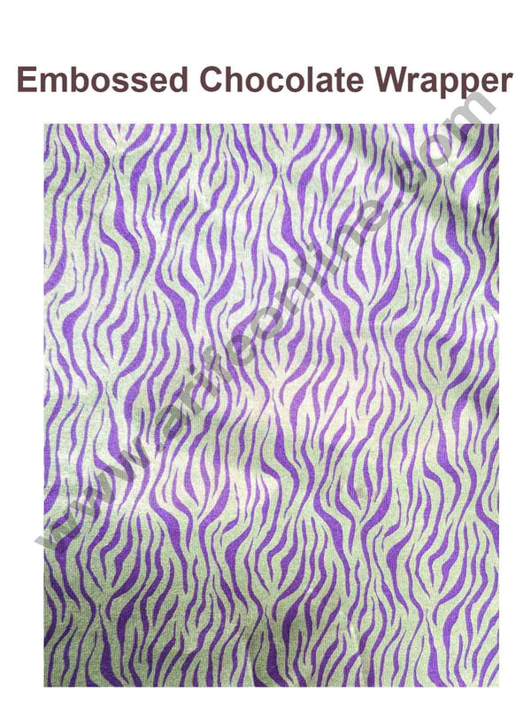 Cake Decor Chocolate Wrappering Foil, Embossed Chocolate Wrapper, 200 Sheets - 10in x 7in - Silver Purple Zebra Stripes