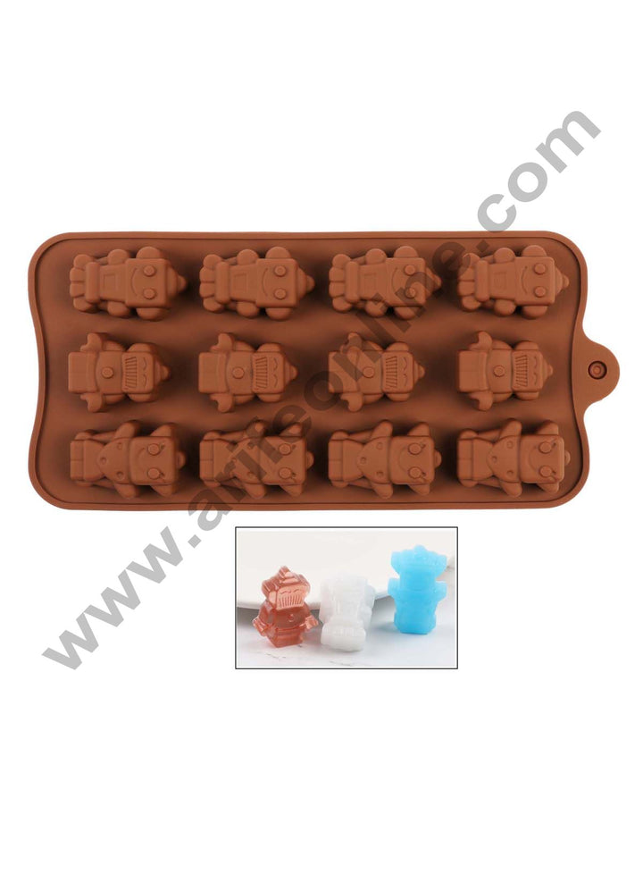 Cake Decor Silicon 15 Cavity Robot Shape Design Brown Chocolate Mould, Ice Mould, Chocolate Decorating Mould