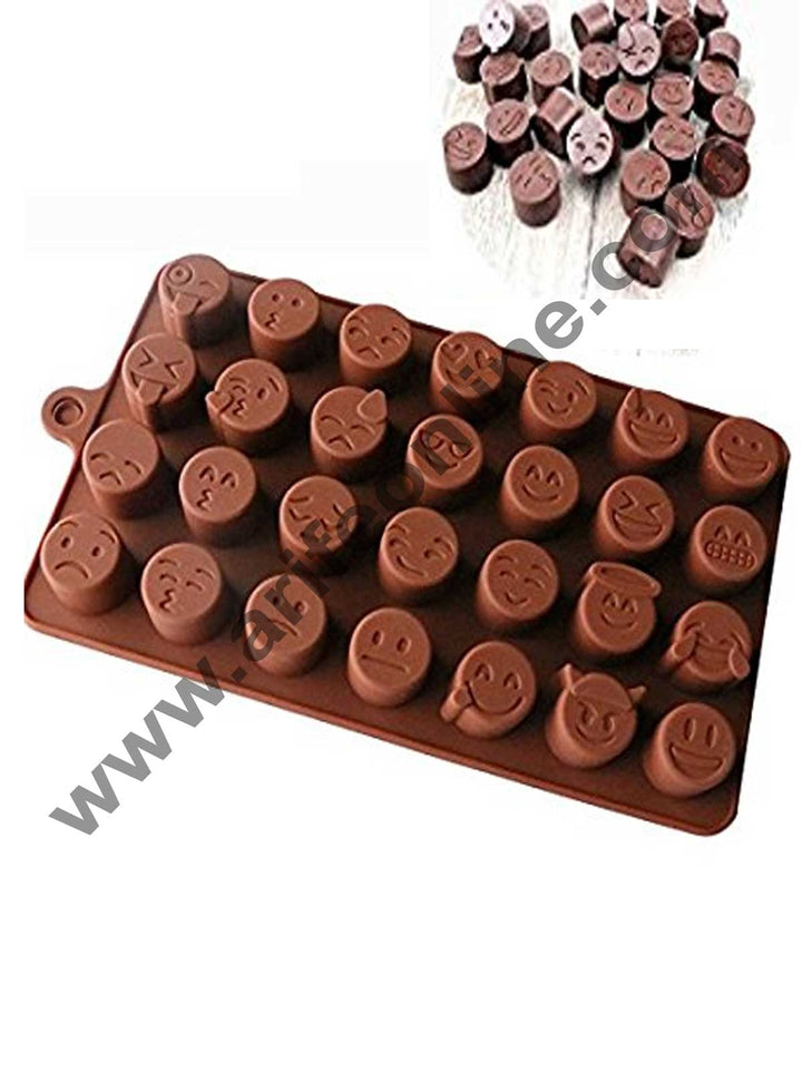 Cake Decor Silicon 28 Cavity Smiley Shapes Design Brown Chocolate Mould, Ice Mould, Chocolate Decorating Mould