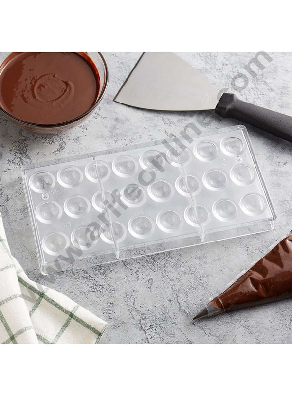 Cake Decor 24 Cavity Half Round Shaped Polycarbonate Chocolate Mould SB-1217