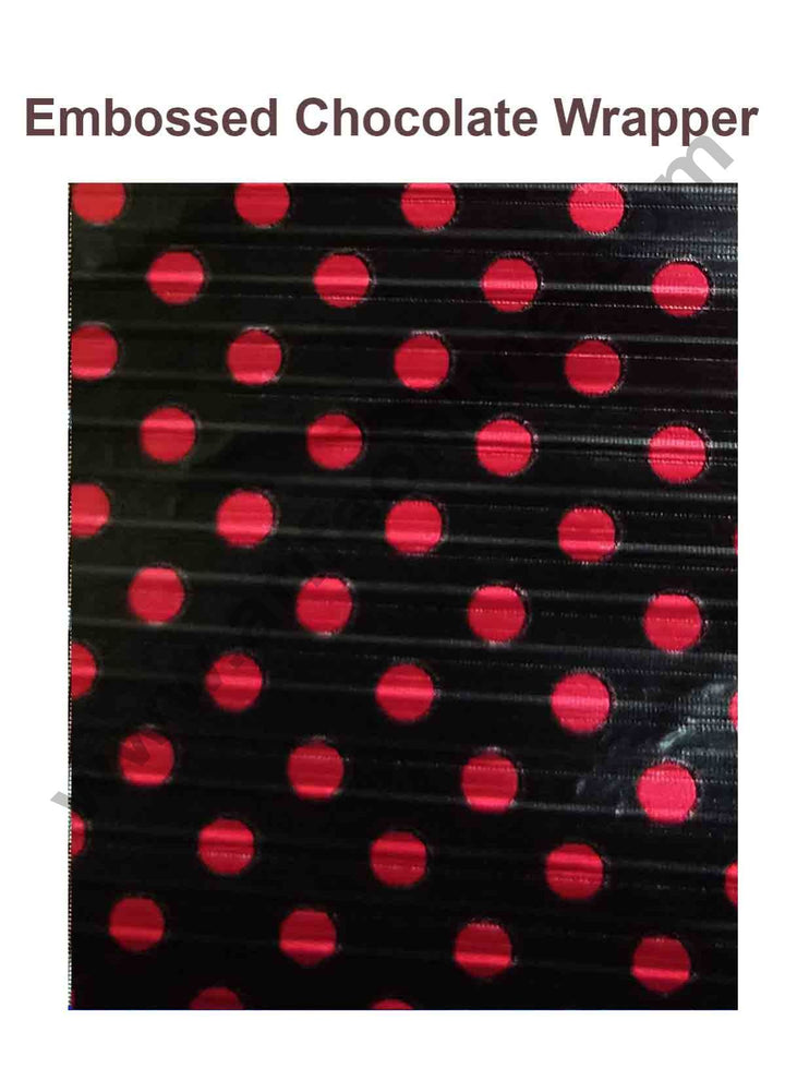 Cake Decor Chocolate Wrappering Foil, Embossed Chocolate Wrapper, 200 Sheets - 10in x 7in - Black with Red Dots