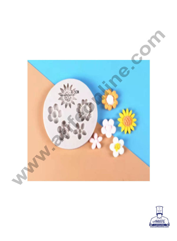 Cake Decor Silicone 5 Cavity Flower Shape Fondant Marzipan Mould