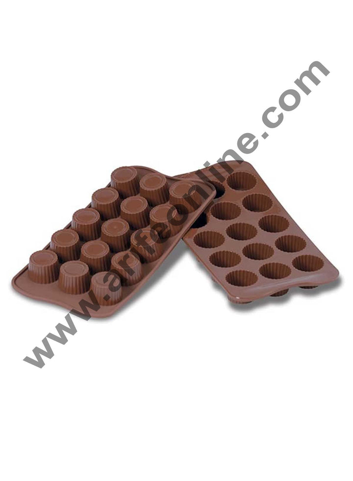 Cake Decor 15-Cavity Circle Shape Silicone Brown chocolate Moulds