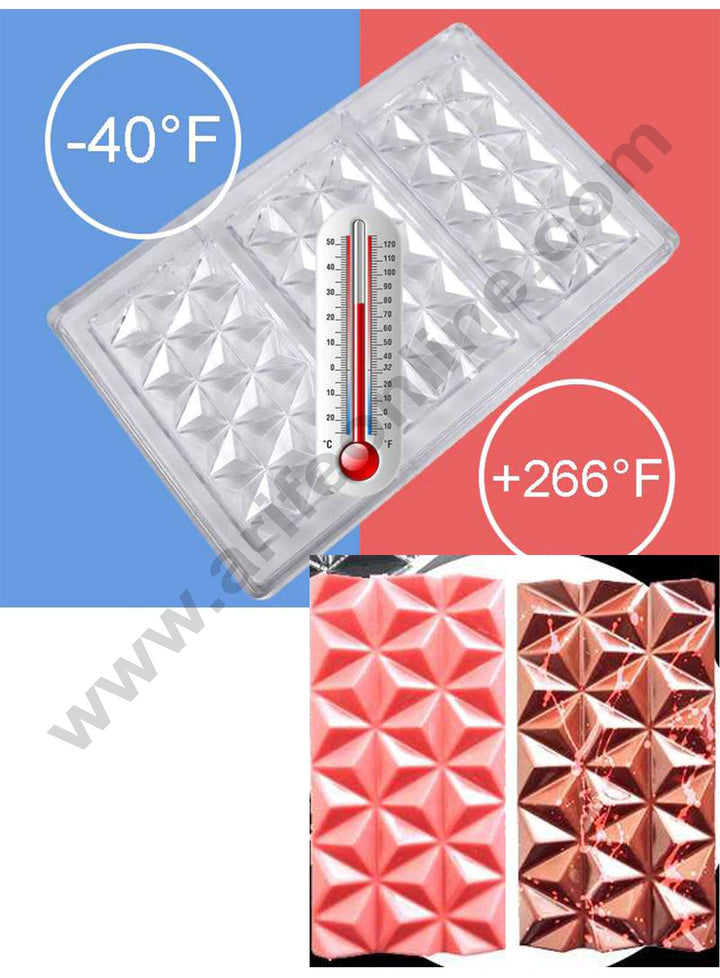 Cake Decor 3 Cavity 3D Diamond Bar Shaped Polycarbonate Chocolate Mould SB-1419