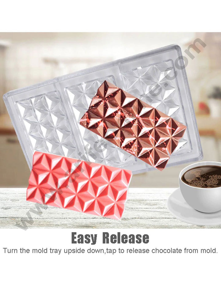 Cake Decor 3 Cavity 3D Diamond Bar Shaped Polycarbonate Chocolate Mould SB-1419