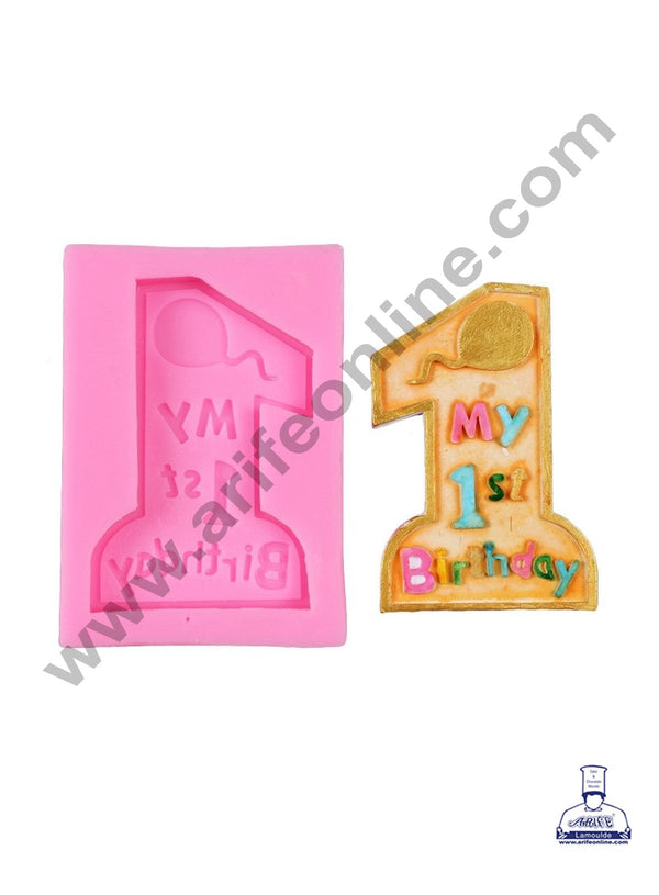 Cake Decor Silicone My 1st Birthday With Balloon 1 Number Shape Fondant Marzipan mould