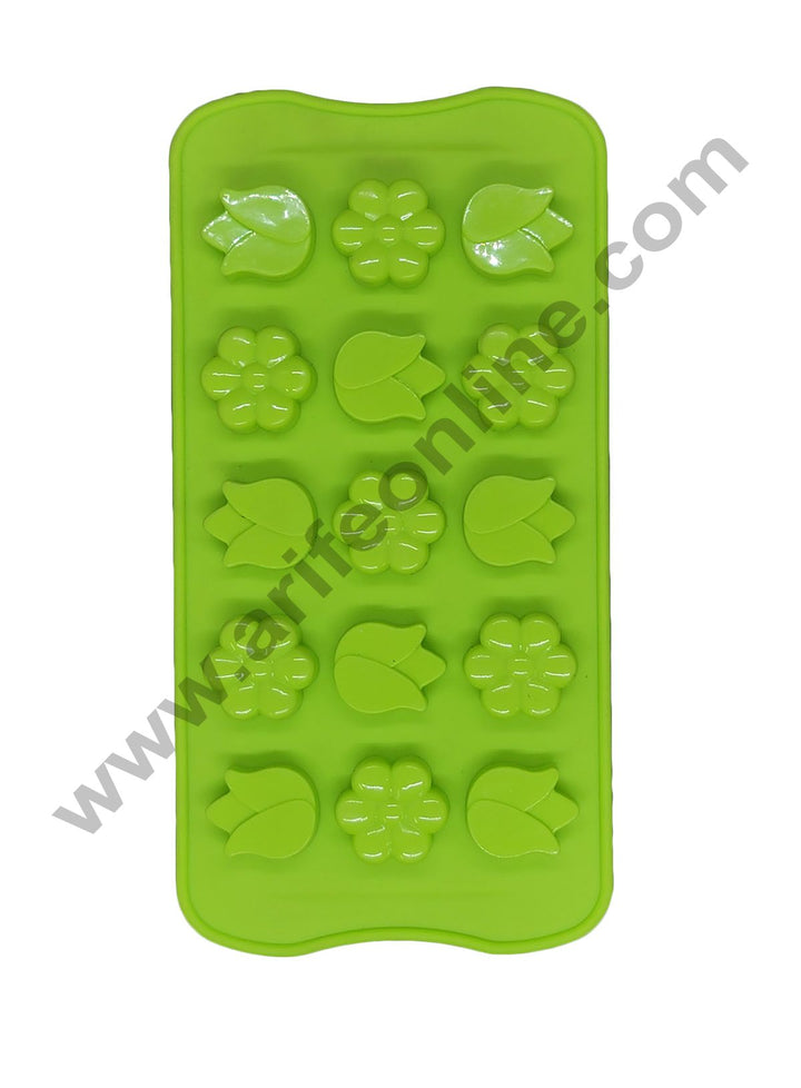 Cake Decor Silicon 15 Cavity Lily And Daisy Flower Shape Design Chocolate Mould Ice, Jelly Candy Mould