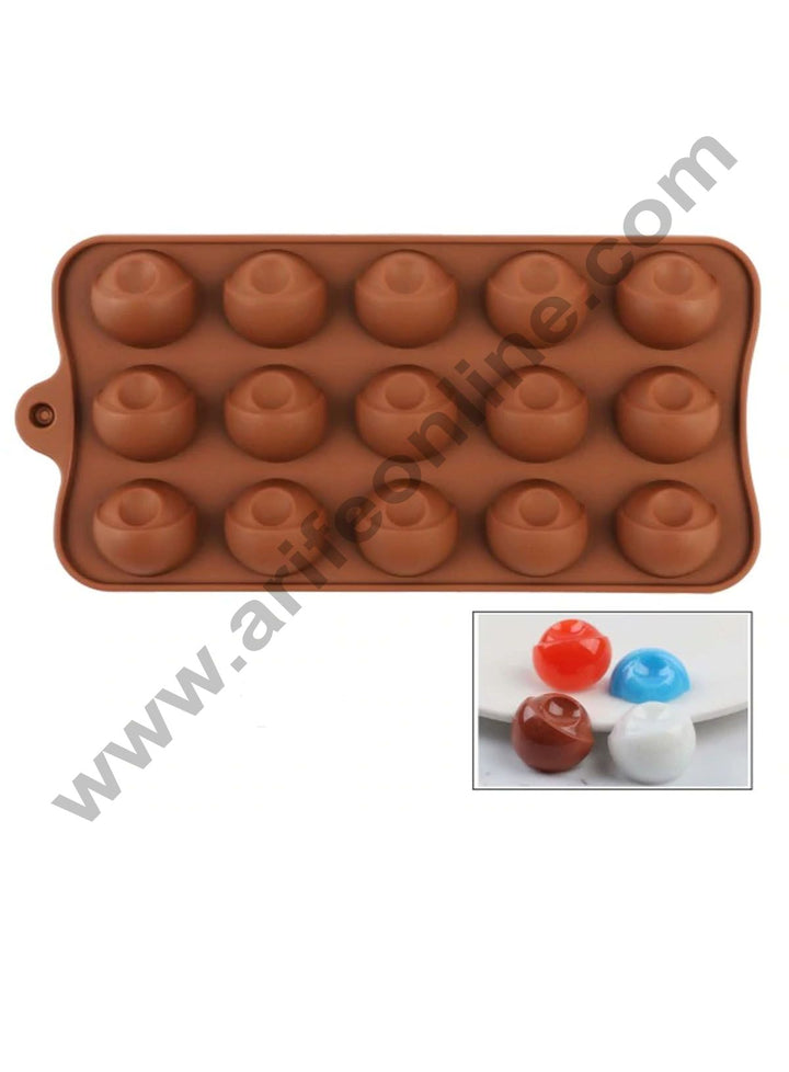 Cake Decor Silicon 15 Cavity Half Sphere with Round Shapes Design Brown Chocolate Mould, Ice Mould, Chocolate Decorating Mould