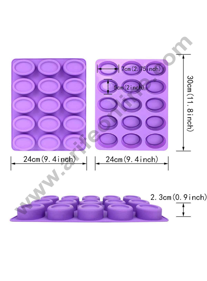 15 Cavity Silicone Oval Soap Mould Size