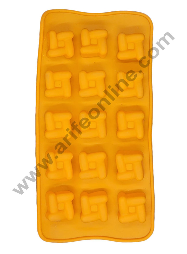 Cake Decor Silicon 15 Cavity Twisted Box Shape Design Chocolate Mould Ice, Jelly Candy Mould