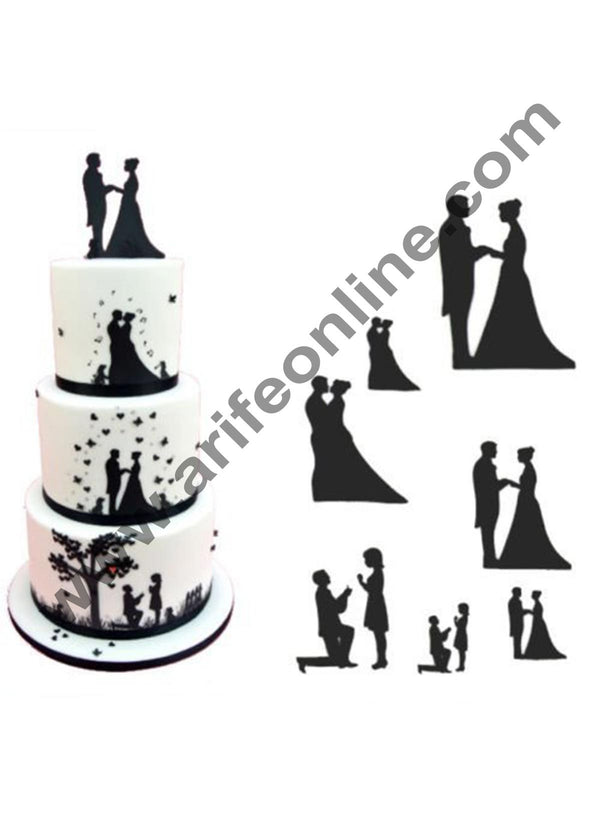 Cake Decor 7 Piece/Set Wedding Couple For Valentine's Silhouette Stencil Cake Decorating Cutting Tool
