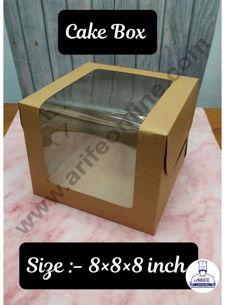 Cake Decor Cake Boxes Kraft Paper Boxes - 8x8x8 Inch Pack of 5 Pieces