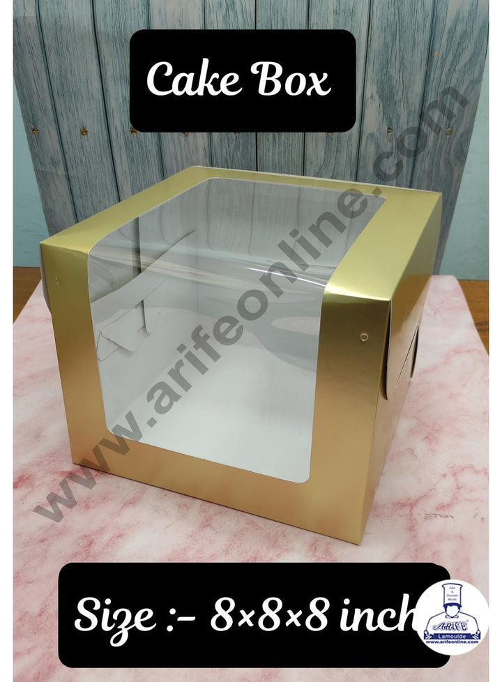 Cake Decor Cake Boxes Golden Paper Boxes - 8x8x8 Inch Pack of 5 Pieces