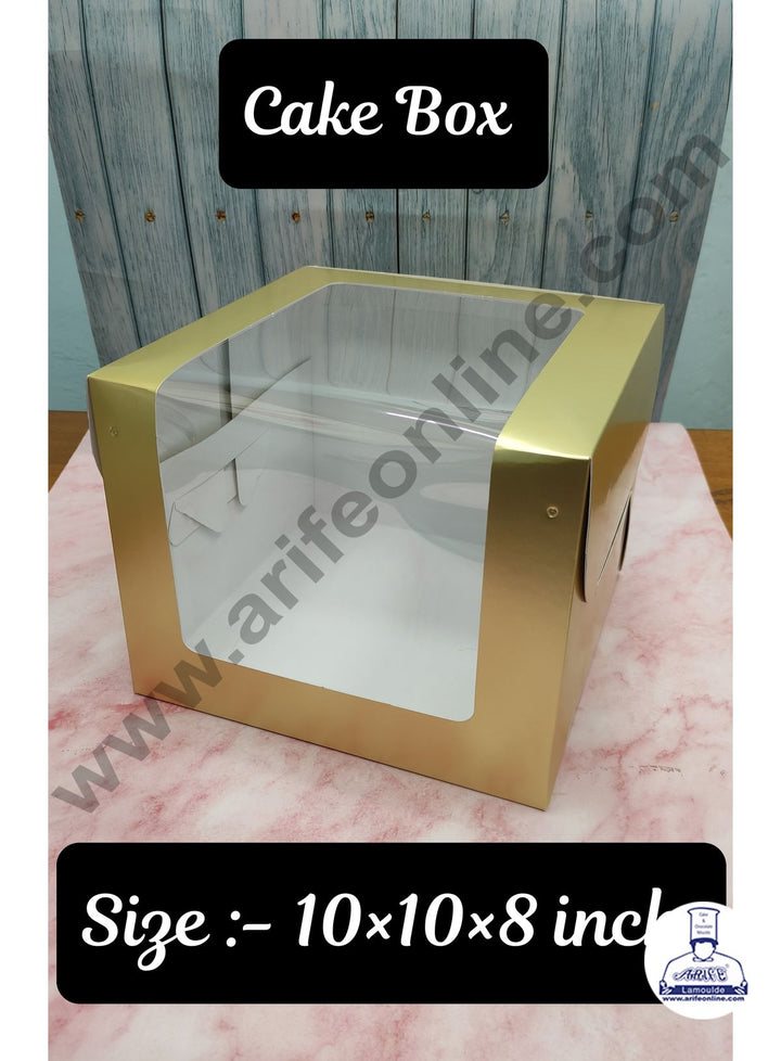 Cake Decor Cake Boxes Golden Paper Boxes - 10x10x8 Inch Pack of 5 Pieces