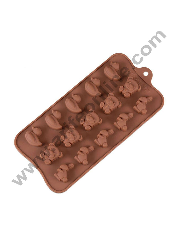 Cake Decor 15 Cavity Mix Duck Rabbit Teddy Chocolate Silicone Chocolate Mould