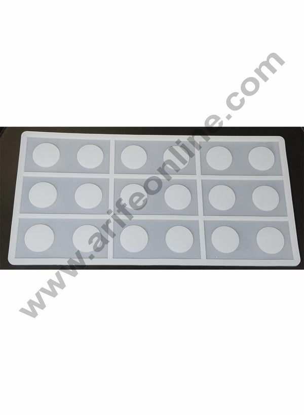 Cake Decor Silicon 9 in 1 Rectangle with Circle Shape Chocolate Garnishing Mould Cake Insert Decoration Mould
