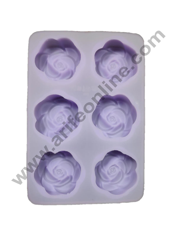 Cake Decor Silicon 6 Cavity, Rose Shape, Non Sticky Mold for soap,Chocolate, Fondant Sugar bakeware Mold