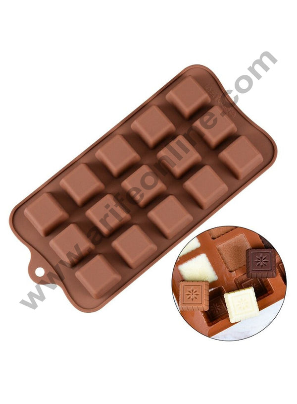 Cake Decor 15 Cavity Square Design Brown Silicone Chocolate Mould