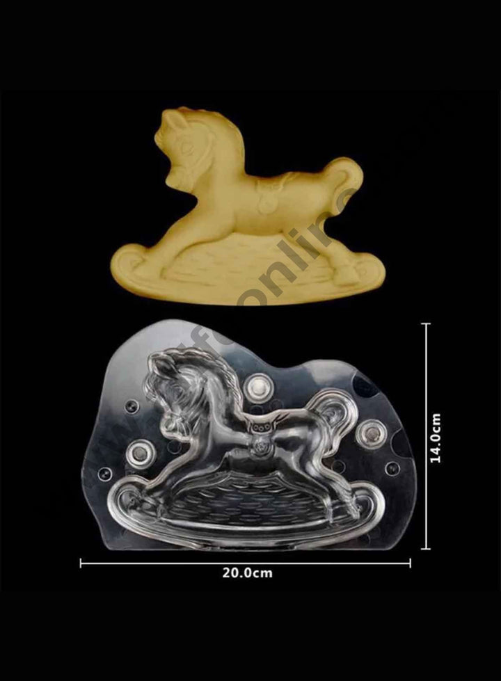 Cake Decor Polycarbonate 3D Horse Baby Cart Chocolate Mold Cake Decorating Chocolate Mould Tools