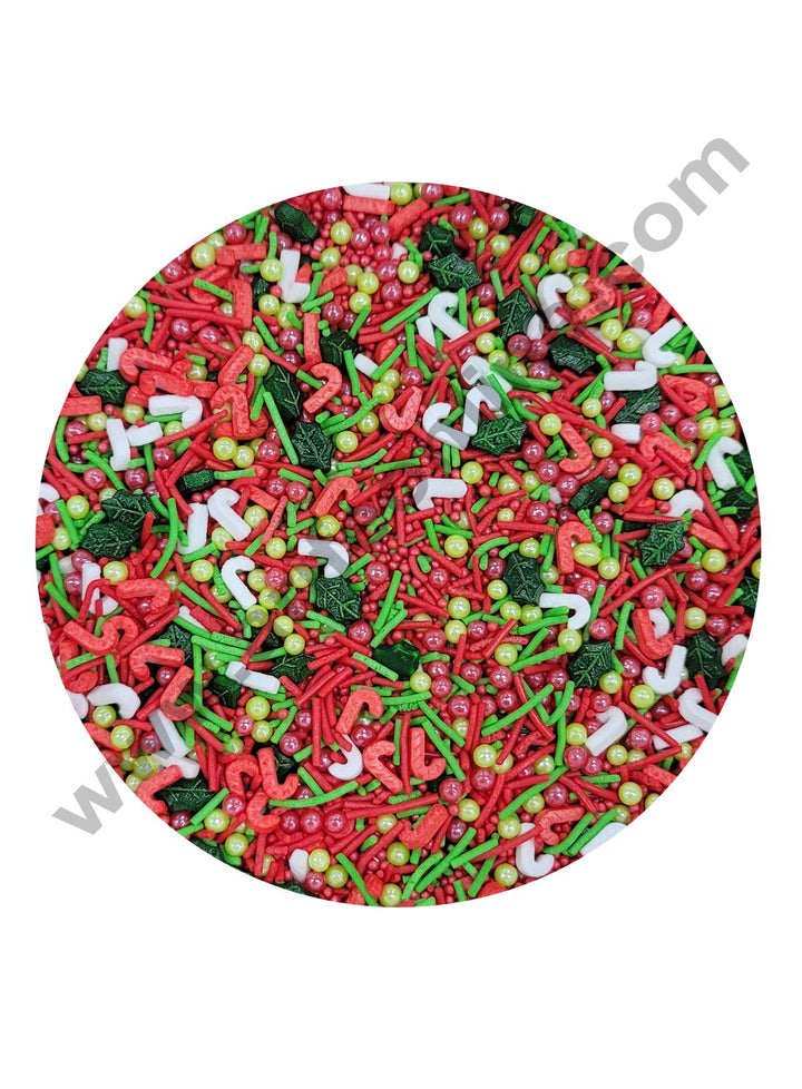 Cake Decor Sugar Candy - Red Green White Mashup Sprinklers and Candy
