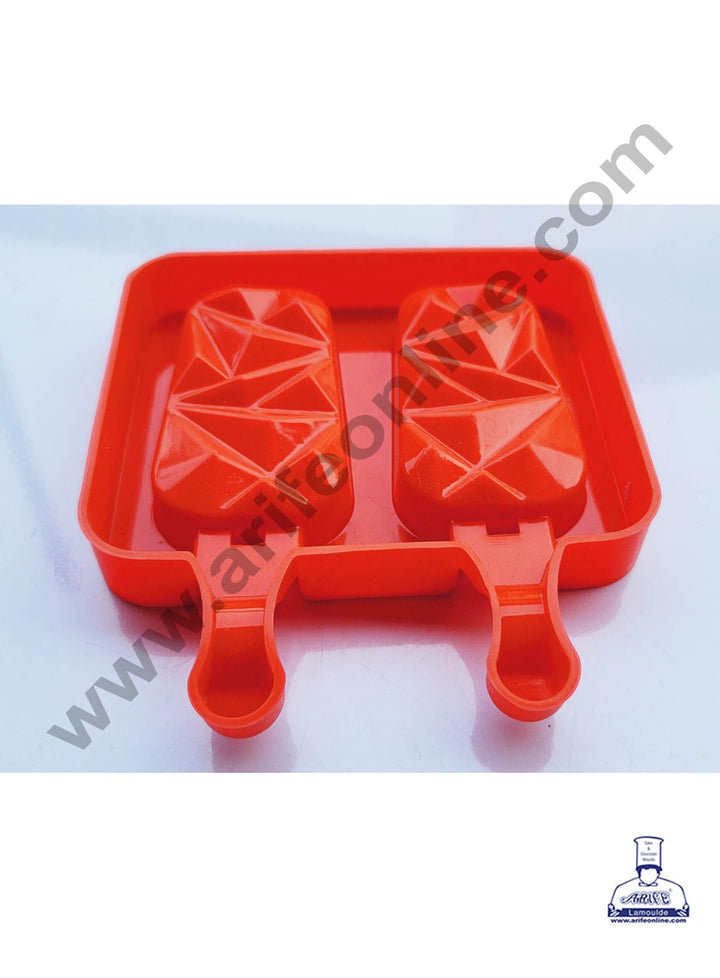 Cake Decor 2 Cavity Geometric Gem Shape Silicone Popsicle Cakesicle Molds Easy Ice Cream Bar Mould SBSM-752