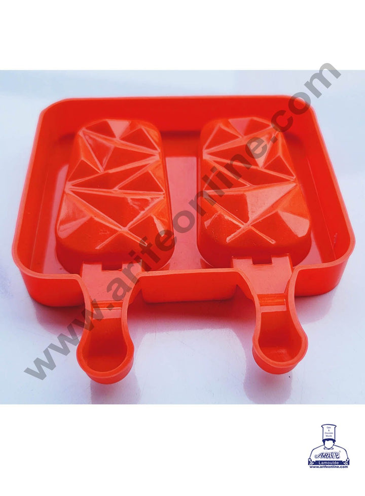 Cake Decor 2 Cavity Geometric Gem Shape Silicone Popsicle Cakesicle Molds Easy Ice Cream Bar Mould SBSM-752