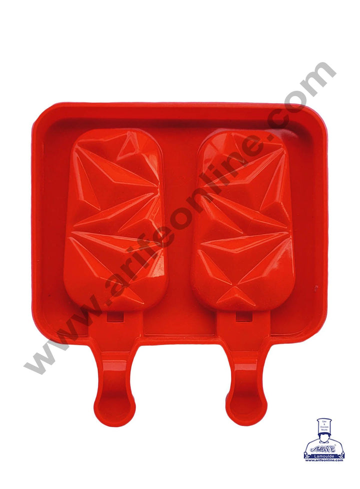 Cake Decor 2 Cavity Geometric Gem Shape Silicone Popsicle Cakesicle Molds Easy Ice Cream Bar Mould SBSM-752