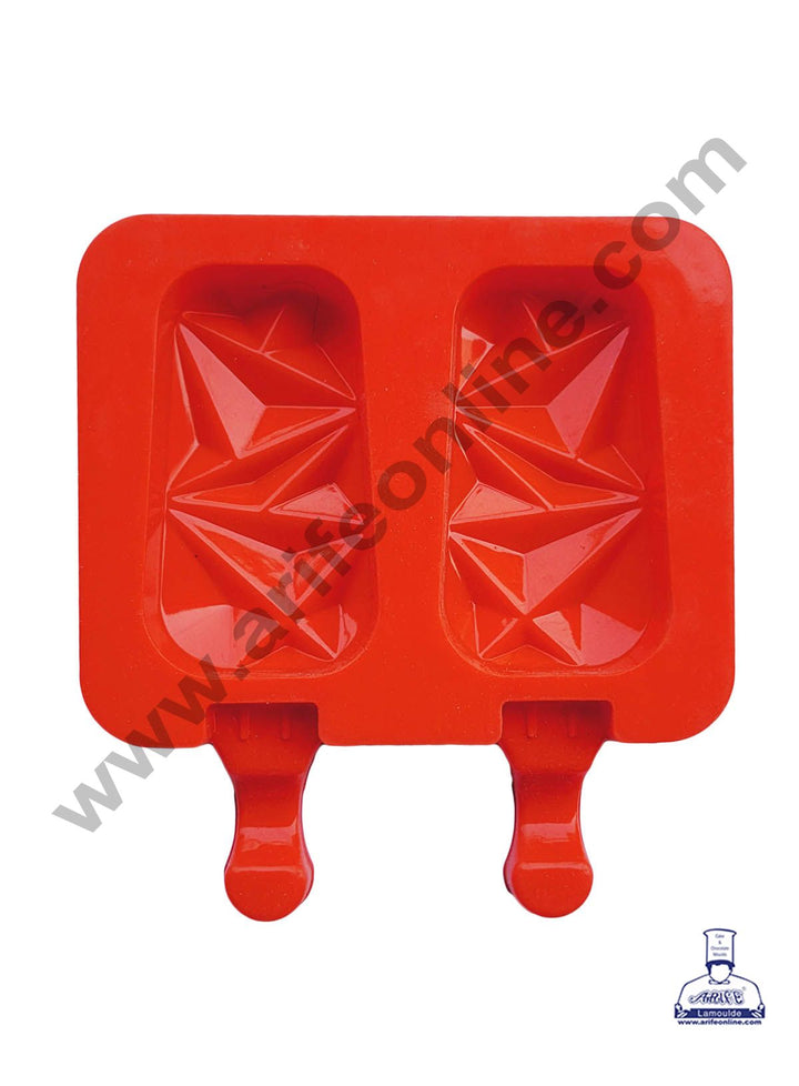 Cake Decor 2 Cavity Geometric Gem Shape Silicone Popsicle Cakesicle Molds Easy Ice Cream Bar Mould SBSM-752