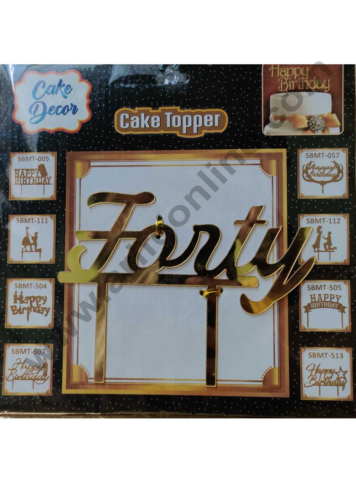 Cake Decor 6 inc Mirror Finshing Acrylic Cake Topper Forty