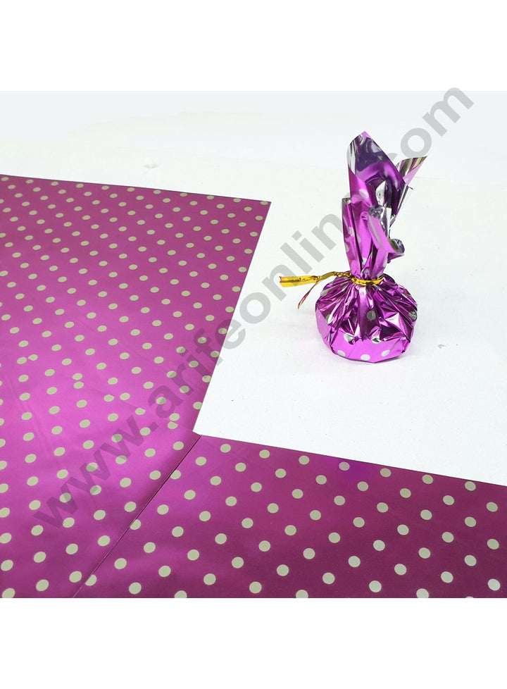 Cake Decor Dotted Metallic Plastic Chocolate Wrapper, Multicolour