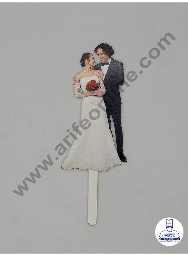 Cake Decor 5 Inches Digital Printed Cake Toppers - Black White Dress Couple