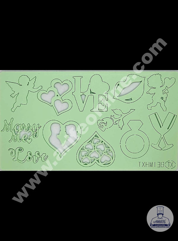 Cake Decor Love Heart with Couple Ring Shape Acrylic DIY Stamp Embossed Fondant Cake Decorating TXHMI-38
