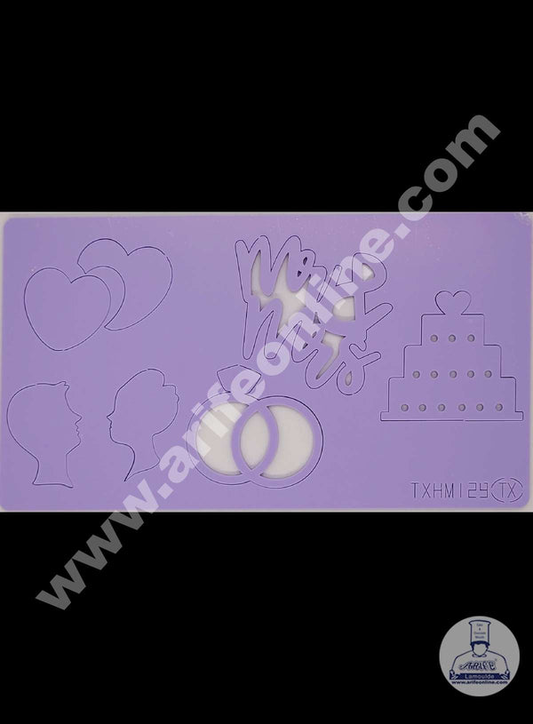 Cake Decor Mr & Mrs Couple and Ring Shape Acrylic DIY Stamp Embossed Fondant Cake Decorating TXHMI-29