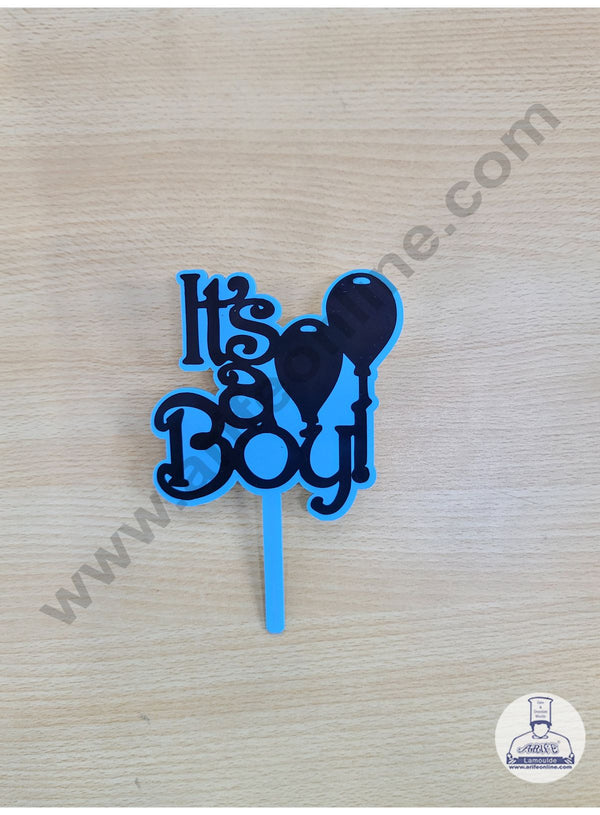 Cake Decor 5 Inches Digital Printed Cake Toppers - Its a Boy Sky Blue Black