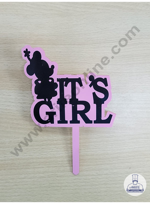 Cake Decor 5 Inches Digital Printed Cake Toppers - Its a Girl Pink Black